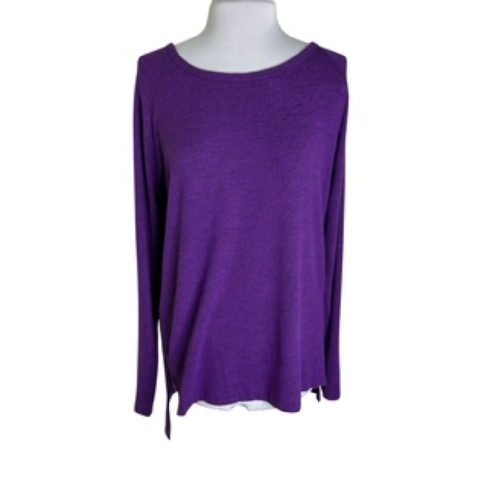 Jockey Long Sleeve Hi-Lo Hemline Scoop Neck Criss Cross Back Design Tunic Size L